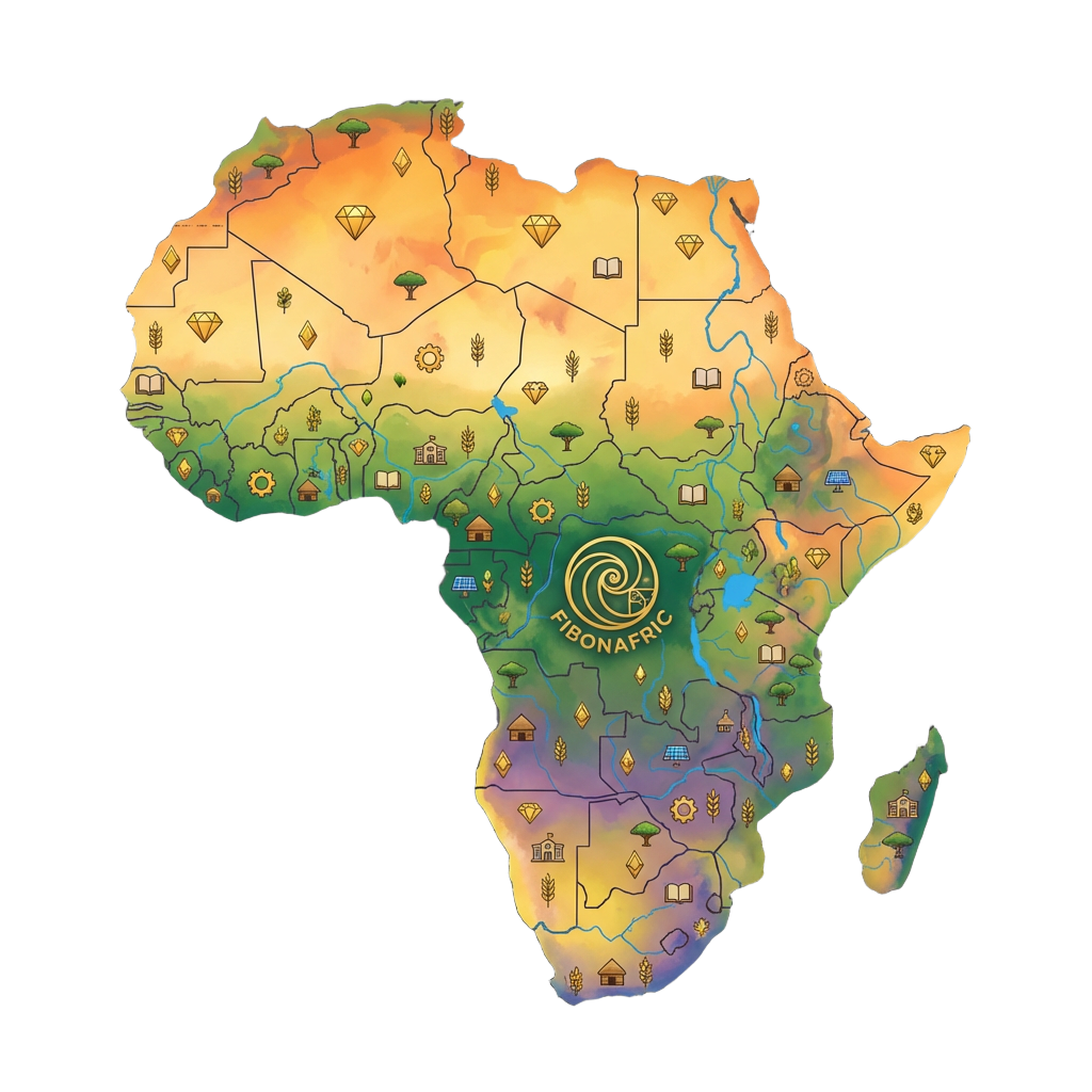 Carte illustrée de l'Afrique avec icônes de ressources